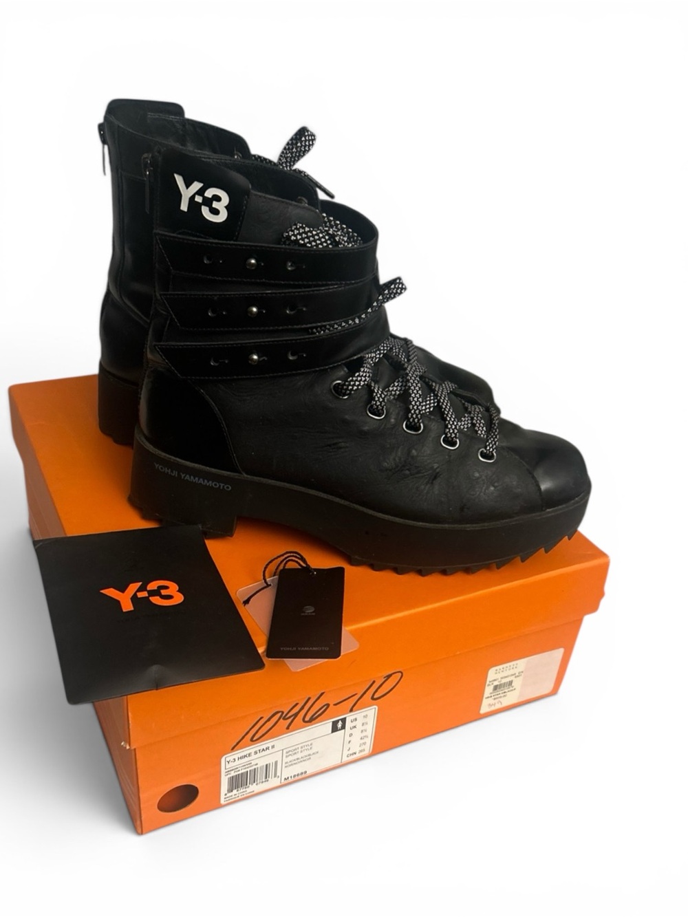 Y-3 YOHJI YAMAMOTO Hike Starr ll Black Lace-Up High-Top comes with Box Lace 10